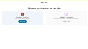 Student account in Xello. The first page of a student building a plan. There are two starting points to choose from: career or a post-high school path that starts with education
